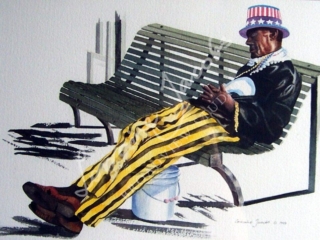 Dozing Busker, New Orleans &ndash; Lorraine Jacobs