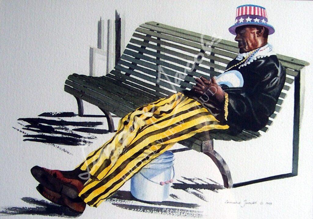 Dozing Busker, New Orleans &ndash; Lorraine Jacobs