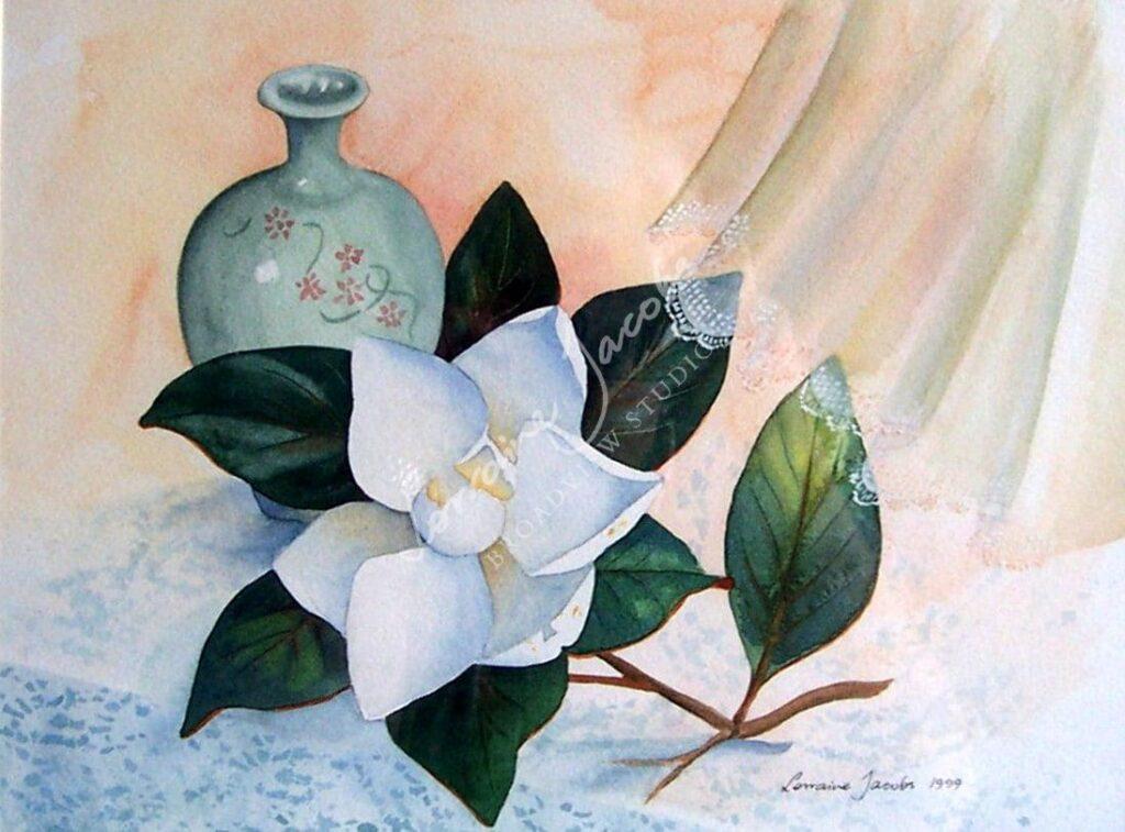 Magnolia with Celadon Vase &ndash; Lorraine Jacobs