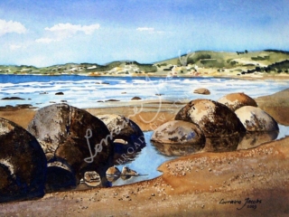 Moeraki Boulders IV (watercolour) &ndash; Lorraine Jacobs