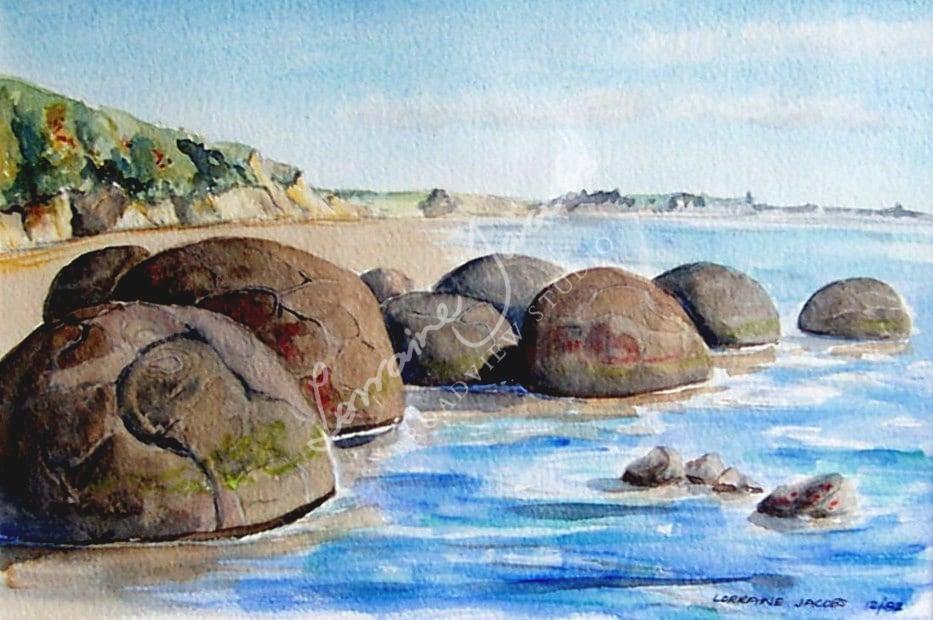 Moeraki Boulders looking north &ndash; Lorraine Jacobs