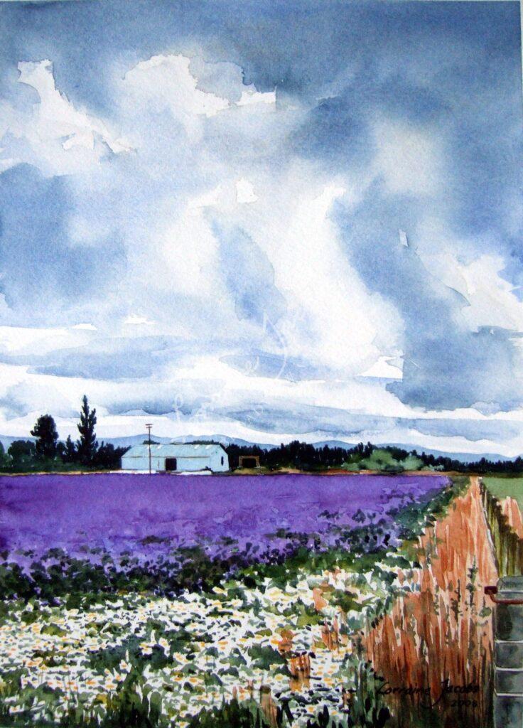 Stormy Sky Over Purple Field &ndash; Lorraine Jacobs